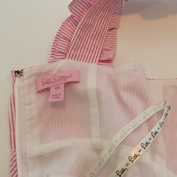 Beautiful condition! Lilly Pulitzer Pink and White Seersucker dress - size 00 - Picture 3 of 9